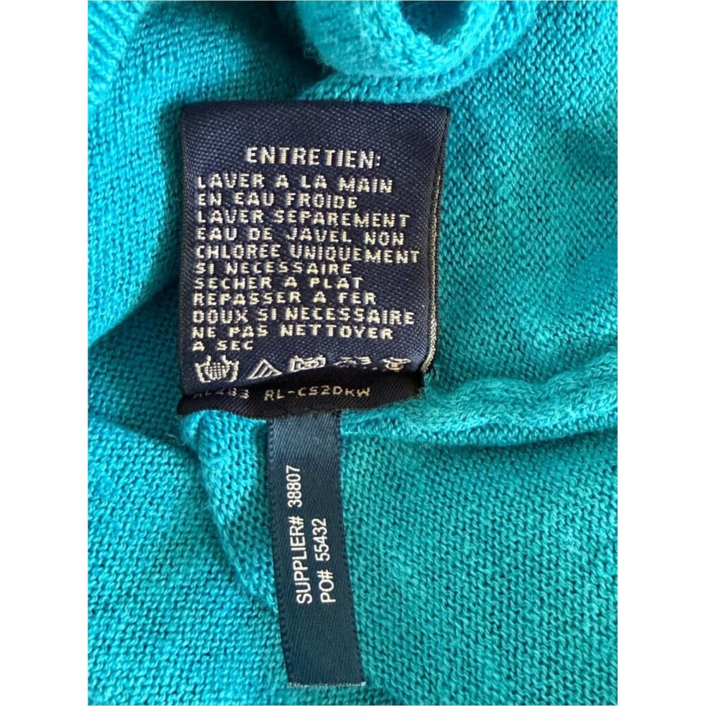 Ralph Lauren Sport Teal V-Neck Button Cardigan Cotton Linen XL Pony Logo Preppy - Picture 15 of 15